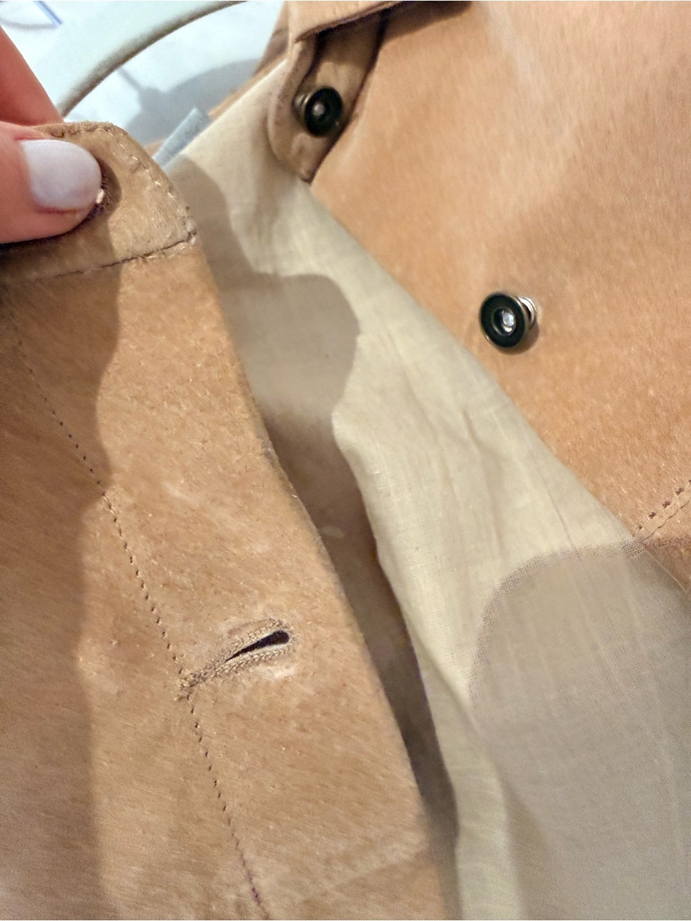 Tan Suede Button-Up Shirt Jacket by Ivy size xl - Picture 4 of 6